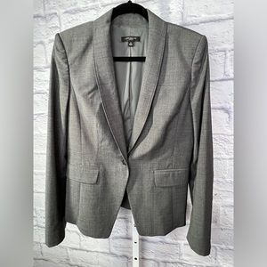 Ann Taylor Virgin Wool Charcoal Single Button Blazer